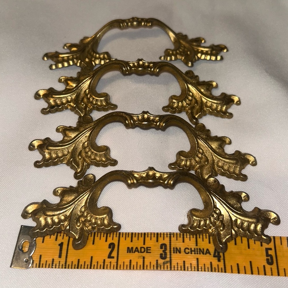 GORGEOUS Vintage Gold Leaf Drawer Pulls